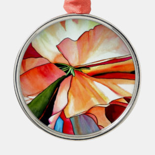 Rainbow Begonia flower waterverf originele kunst Metalen Ornament