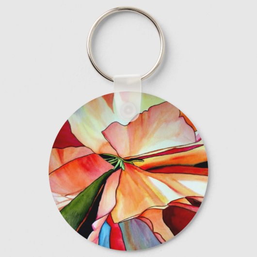 Rainbow Begonia flower waterverf originele kunst Sleutelhanger (Voorkant)