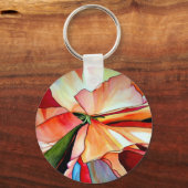 Rainbow Begonia flower waterverf originele kunst Sleutelhanger (Voorkant)