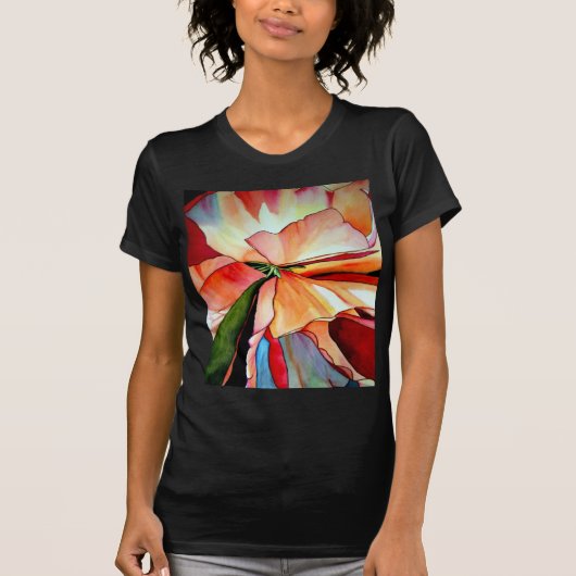 Rainbow Begonia flower waterverf originele kunst T-shirt (Voorkant)