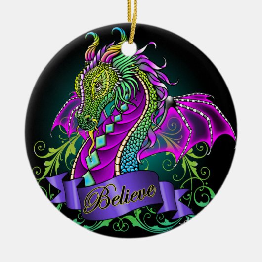 Rainbow Believe Dragon Art Ornament "Sonya" (Voorkant)