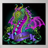 Rainbow Believe Dragon Art Poster (Voorkant)