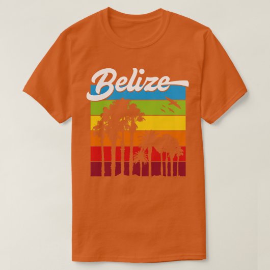 Rainbow Belize Souvenir Palm Trees Tropical Vacati T-shirt (Design voorkant)