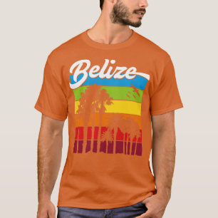 Rainbow Belize Souvenir Palm Trees Tropical Vacati T-shirt