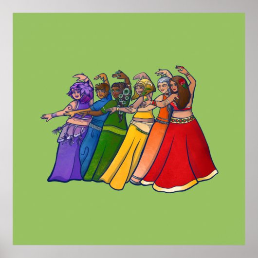 Rainbow Belly Dancer Art Belly Dance Poster (Voorkant)