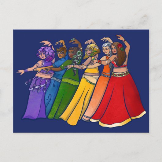 Rainbow Belly Dancer Art Belly Dance Troupe Briefkaart (Voorkant)
