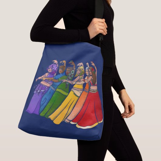 Rainbow Belly Dancer Art Belly Dance Troupe Crossbody Tas (Dichtbij)
