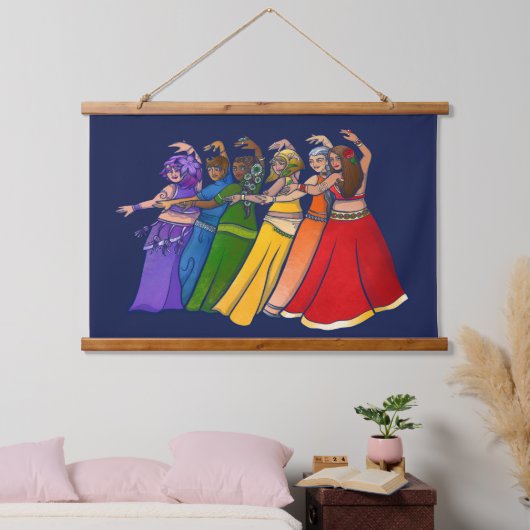 Rainbow Belly Dancer Art Belly Dance Troupe Hangend Wandkleed (Slaapkamer)