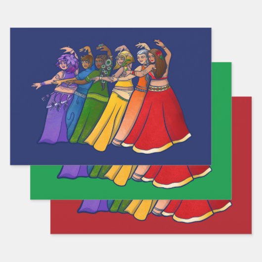 Rainbow Belly Dancer Art Belly Dance Troupe Inpakpapier Vel (Set)