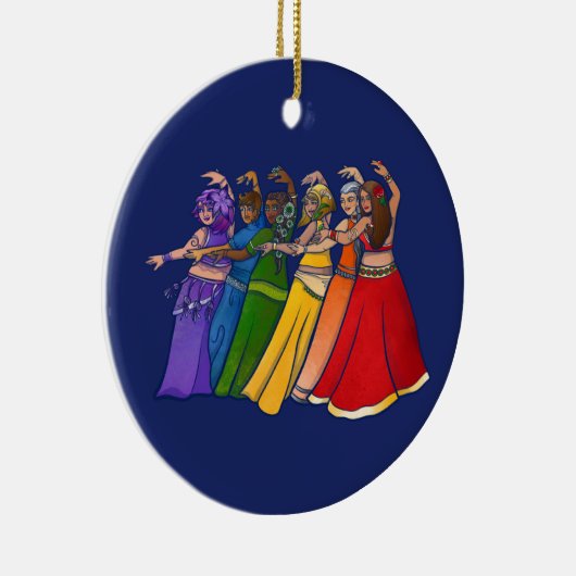 Rainbow Belly Dancer Art Belly Dance Troupe Keramisch Ornament (Rechts)
