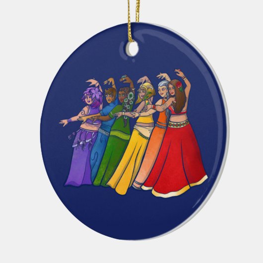 Rainbow Belly Dancer Art Belly Dance Troupe Keramisch Ornament (Links)