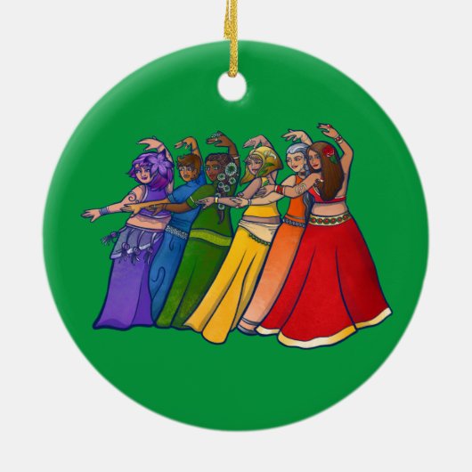 Rainbow Belly Dancer Art Belly Dance Troupe Keramisch Ornament (Achterkant)