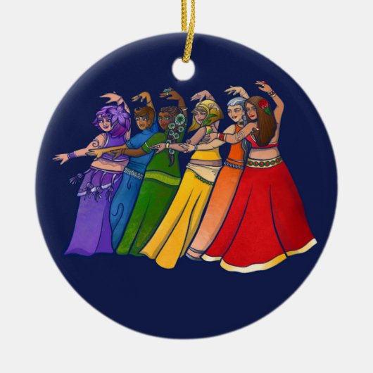 Rainbow Belly Dancer Art Belly Dance Troupe Keramisch Ornament (Voorkant)