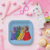 Rainbow Belly Dancer Art Belly Dance Troupe Papieren Bordje (Feest)