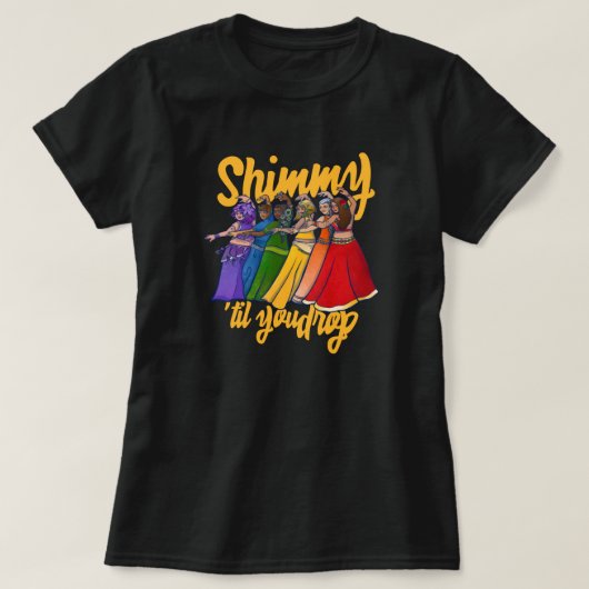 Rainbow Belly Dancer Art Belly Dance Troupe T-shirt (Design voorkant)