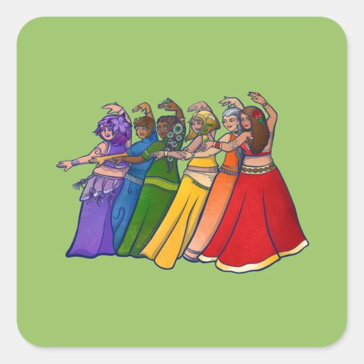 Rainbow Belly Dancer Art Belly Dance Vierkante Sticker (Voorkant)