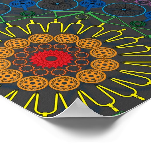 Rainbow Bicycle Mandala Array Poster (Hoek)