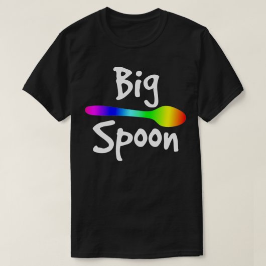 Rainbow Big Spoon Little Spoon Matching Gay Couple T-shirt (Design voorkant)