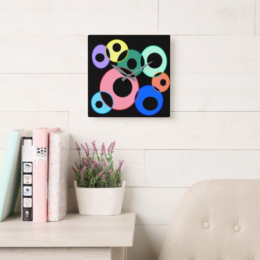 Rainbow Billiard Balls ontwerp Vierkante Klok (Leeskamer)