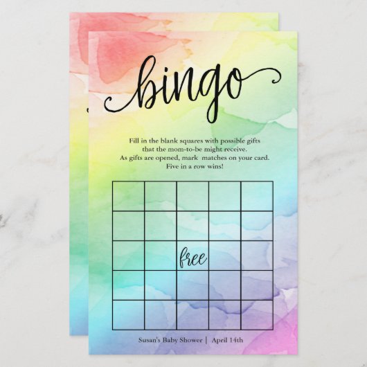 Rainbow Bingo-What zit in Purse, 2-in-1-game Kaart (Voorkant / Achterkant)