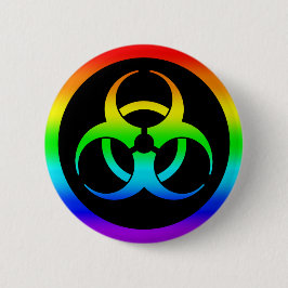Rainbow Biohazard Symbool Button Pin