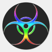 Rainbow Biohazard Symbool - Sticker (Voorkant)