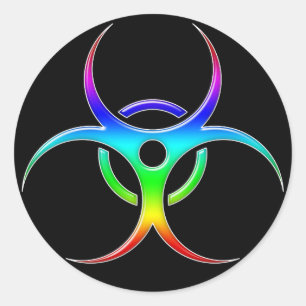 Rainbow Biohazard Symbool - Sticker