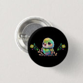 Rainbow Bird & Flowers Button (Voorkant /achterkant)