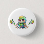 Rainbow Bird & Flowers Ronde Button 3,2 Cm (Voorkant)