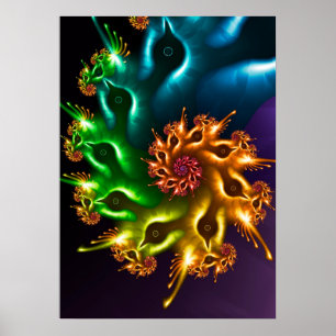 Rainbow Bird Fractal Poster