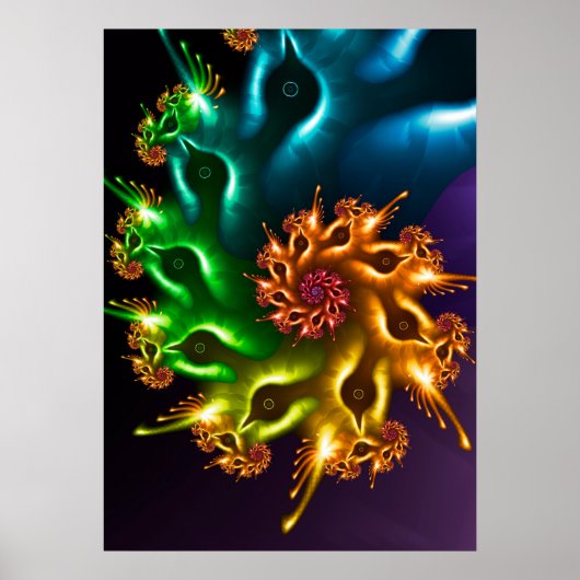 Rainbow Bird Fractal Poster (Voorkant)