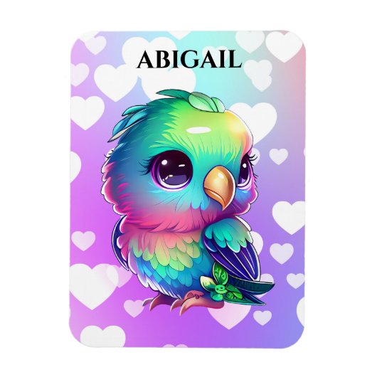 Rainbow Bird & Hearts Magneet (Verticaal)