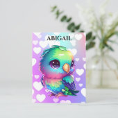 Rainbow Bird & Hearts Pop Art Briefkaart (Staand voorkant)