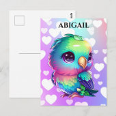 Rainbow Bird & Hearts Pop Art Briefkaart (Voorkant / Achterkant)