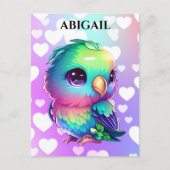 Rainbow Bird & Hearts Pop Art Briefkaart (Voorkant)