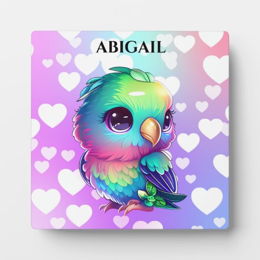 Rainbow Bird & Hearts Pop Art Fotoplaat (Voorkant)