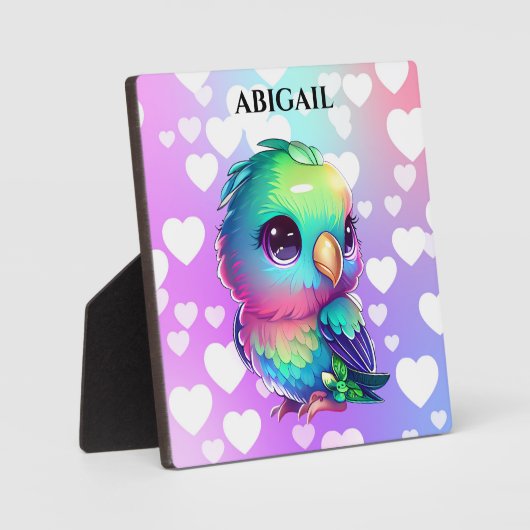 Rainbow Bird & Hearts Pop Art Fotoplaat (Voorkant)