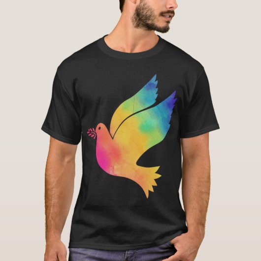 Rainbow Bird Peace Sign Tie Dye Pattern Cloth T-shirt (Voorkant)