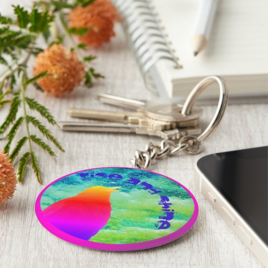 Rainbow Bird zingen met jouw tekst Sleutelhanger (Zijkant)