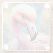 Rainbow Birds Flamingo 2 Glazen Onderzetter (Achterkant)