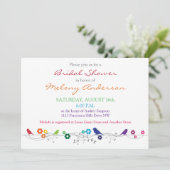 Rainbow Birds Flowers Bridal Shower Uitnodiging (Staand voorkant)
