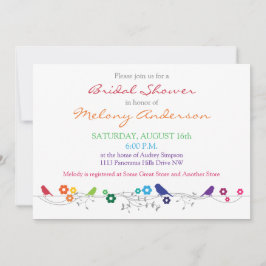 Rainbow Birds Flowers Bridal Shower Uitnodiging
