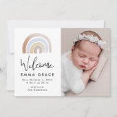 Rainbow Birth Cute Blue en Brown Waterverf Aankondiging (Voorkant)