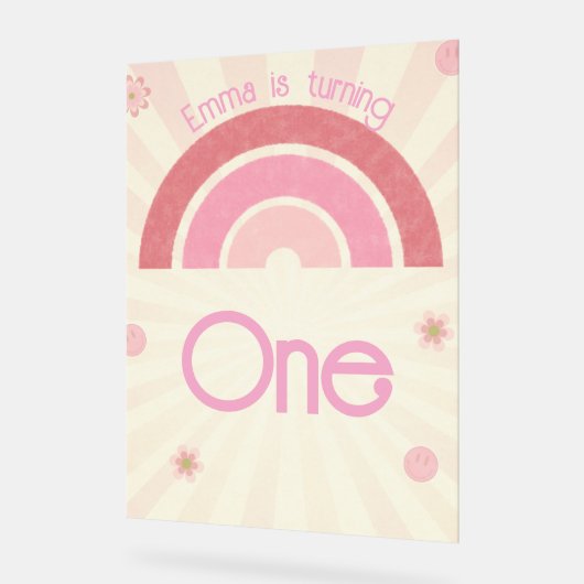 Rainbow Birthday Acryl Teken Acryl Bord (Hoek)