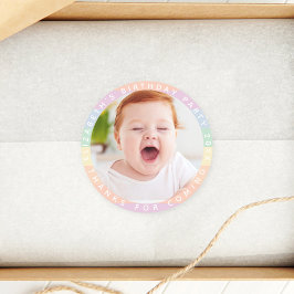 Rainbow Birthday Bedankt voor de komende foto Ronde Sticker