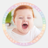 Rainbow Birthday Bedankt voor de komende foto Ronde Sticker (Voorkant)