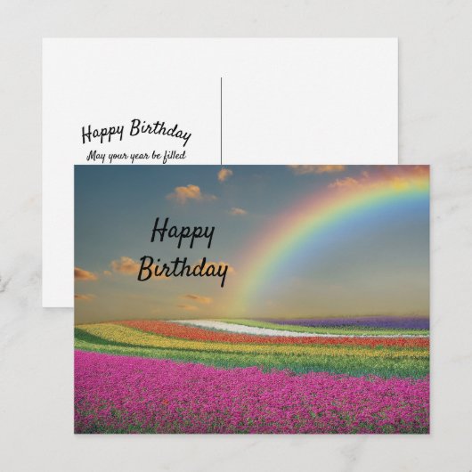 Rainbow Birthday Briefkaart (Voorkant / Achterkant)