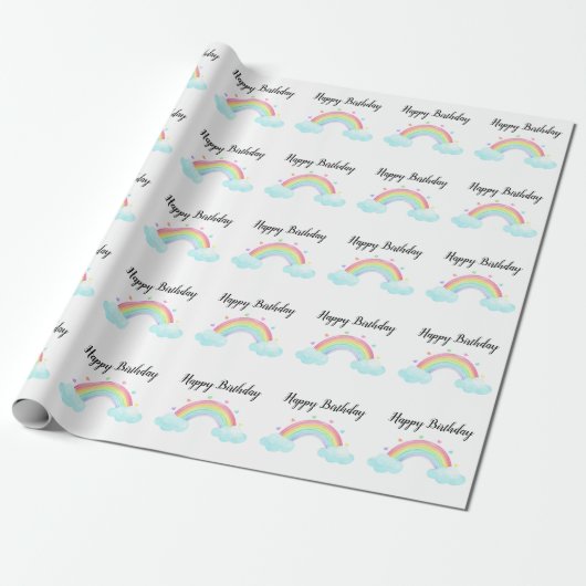 Rainbow Birthday Cadeaupapier (Uitgerold)