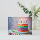 Rainbow Birthday Cake Briefkaart (Staand voorkant)