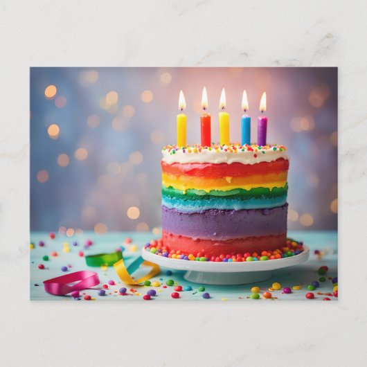 Rainbow Birthday Cake Briefkaart (Voorkant)